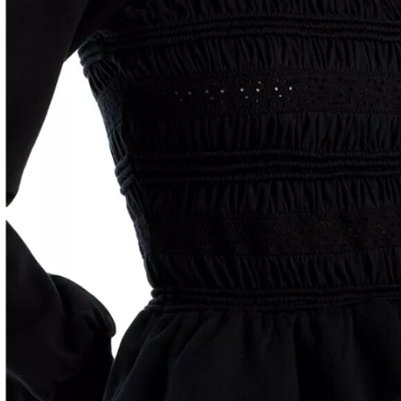 Sea New York Rita Smocked Navy Blue Jersey Long Sleeve Smocked Top Large - Picture 9 of 11